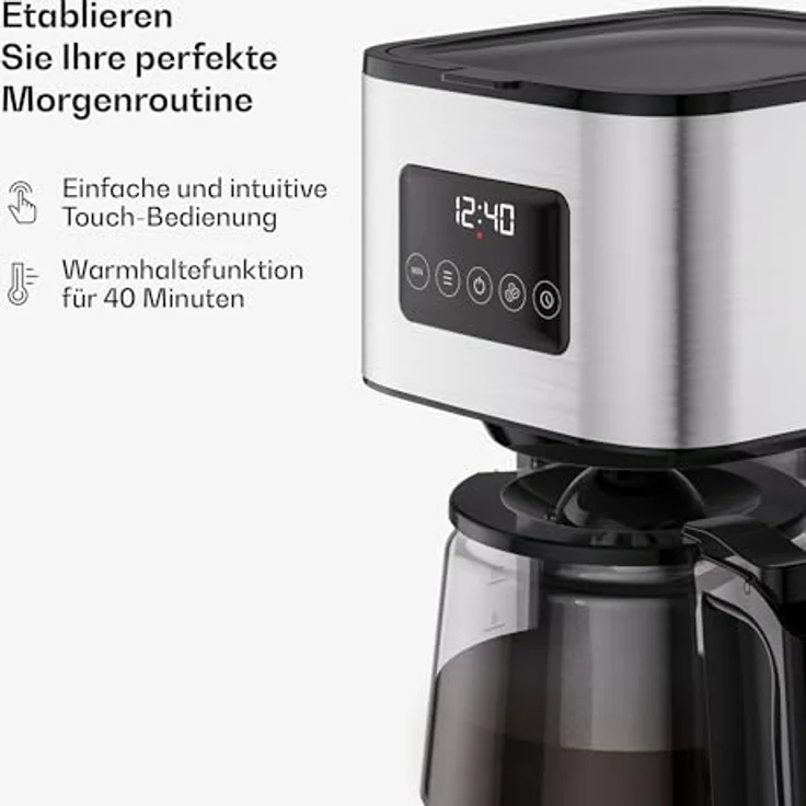 Klarstein Verosteel Filterkaffeemaschine Edelstahl, 1,5 L für bis zu 12 Tassen, LCD-Display, Warmhaltefunktion 40 min, Anti-Tropf-System, automatische Abschaltung – Bild 4