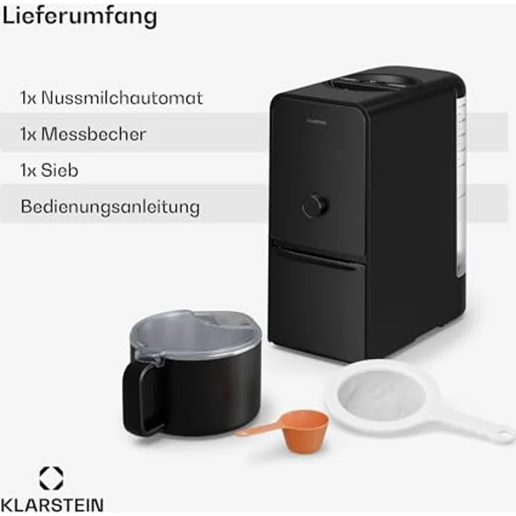 Klarstein Marcia Touch Nussdrink- und Haferdrinkmaschine, 1200W, 12 Programme, Selbstreinigung, 1,2L Edelstahl, LCD-Touch – Bild 7