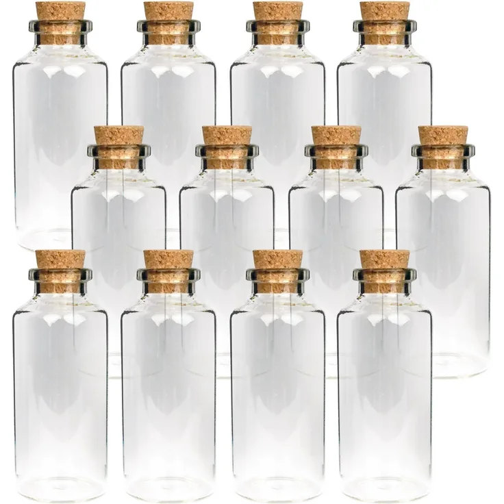 Bestlivings Vorratsglas Fläschchen Mix, Glas, (2cm x 5cm, 12-tlg., 10ml), für Hochzeit - Mini Glasfläschchen mit Korken
