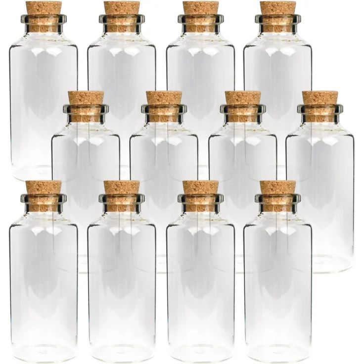 Bestlivings Vorratsglas Fläschchen Mix, Glas, (2cm x 5cm, 12-tlg., 10ml), für Hochzeit - Mini Glasfläschchen mit Korken – Bild 1