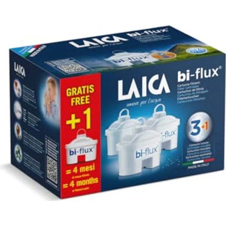 Laica Bi-Flux F4S, 4x Filterkartuschen Wasserfilter für ausgewogene Flüssigkeitszufuhr, MAXTRA-kompatibel – Bild 1
