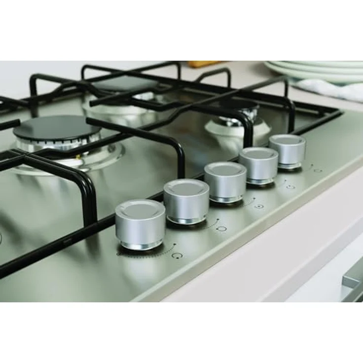 Indesit THP 52 IX/I1 Kochfeld mit 5 Gasbrennern, 73 cm, Edelstahl, Drehregler, Wandmontage – Bild 3