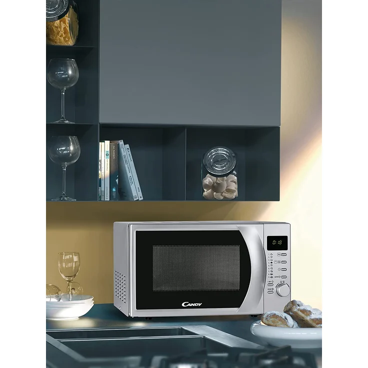 Candy CMG 2071 DS CMG2071DS Kombi-Mikrowelle mit Grill, Standgerät, 700 Watt, 6 Leistungsstufen,20 Liter Garraum, Silber – Bild 3