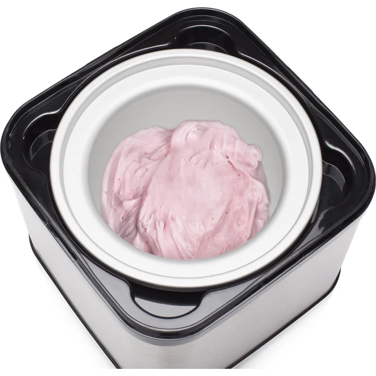 Princess 282605 Eiscrememaschine, Zubereitung von selbstgemachtem Speiseeis, 12 Watt, 1,5 Liter, Einfüllöffnung, Ein-/Ausschalter, Timer, Edelstahl, silber – Bild 6