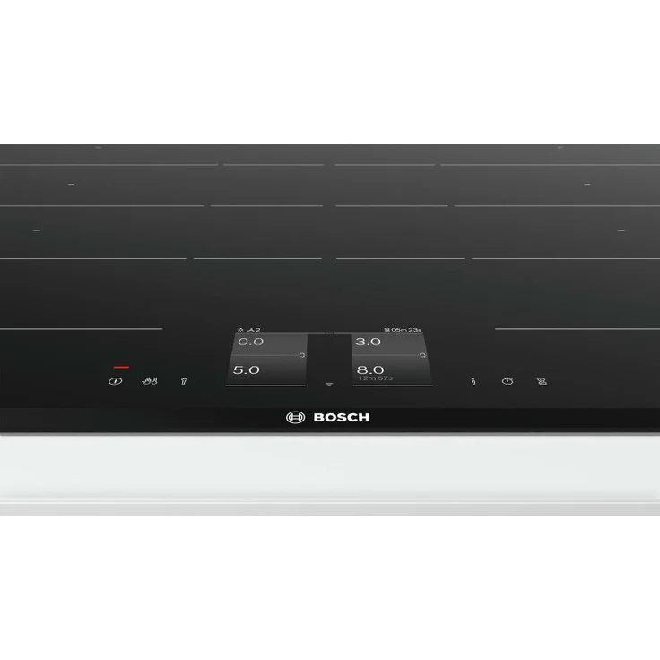 Bosch PXY875KW1E Induktionskochfeld, Einbaugerät, 80 cm, Betriebsart elektrisch, Anzahl Kochstellen 4, mit Rahmen aufliegend, Flex Induction-Zone, TFT-Touchdisplay, Haubensteuerung, Bratsensor, schwarz – Bild 3