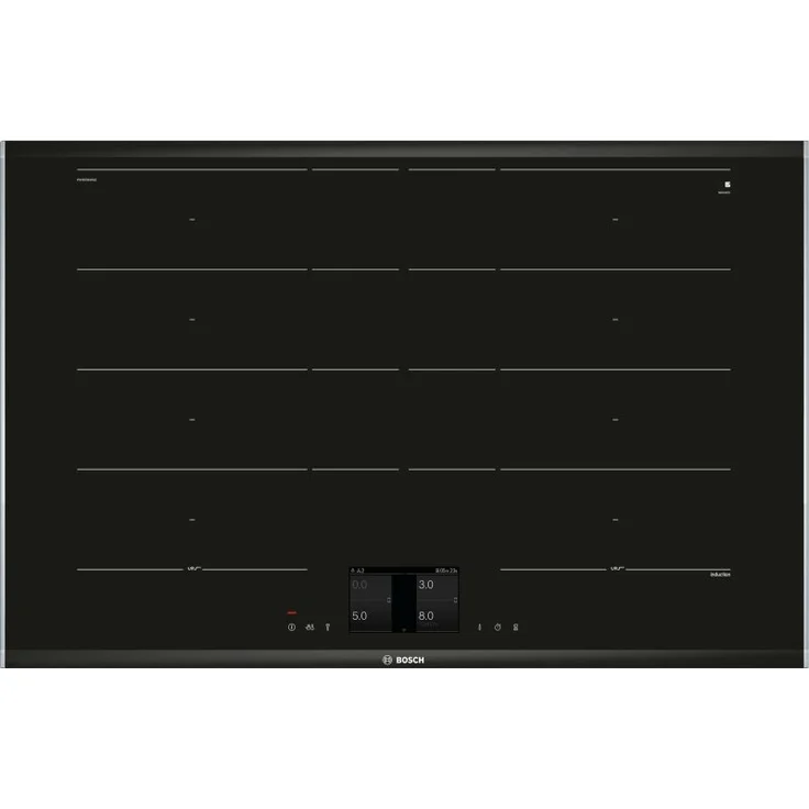 Bosch PXY875KW1E Induktionskochfeld, Einbaugerät, 80 cm, Betriebsart elektrisch, Anzahl Kochstellen 4, mit Rahmen aufliegend, Flex Induction-Zone, TFT-Touchdisplay, Haubensteuerung, Bratsensor, schwarz – Bild 5