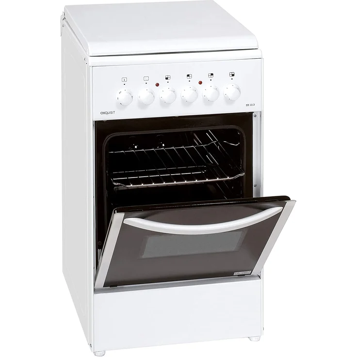 Exquisit EH10.3F2, Herd, A, freistehend, Betriebsart Ofen elektrisch, Betriebsart Kochfeld elektrisch, Anzahl Kochfelder 4, Volumen 51 l, Breite 50 cm, Selbstreinigung nein, Ober-Unterhitze (konventionell) – Bild 3