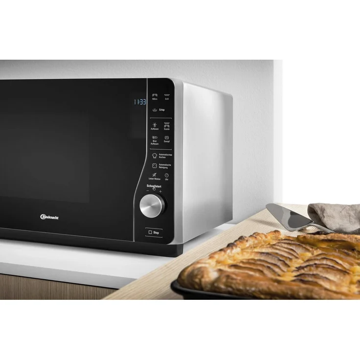 Bauknecht ExtraSpace Crisp MW 427 SL Mikrowelle mit Grill, Standgerät, ohne Drehteller, 800 Watt, 25 Liter Garraum, Grill 1000 Watt, Crisp-Funktion, Dampfgarfunktion, AutoClean, schwarz – Bild 6