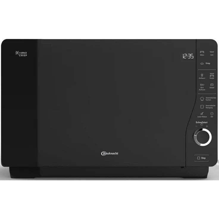 Bauknecht ExtraSpace Crisp MW 427 SL Mikrowelle mit Grill, Standgerät, ohne Drehteller, 800 Watt, 25 Liter Garraum, Grill 1000 Watt, Crisp-Funktion, Dampfgarfunktion, AutoClean, schwarz