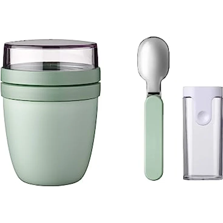 Mepal Klapplöffel-Set mit Lunchpot Ellipse, Joghurtbecher und Müslibecher, auslaufsicher, Mikrowellen- und gefrierschrankgeeignet, 500 ml + 200 ml – Bild 1
