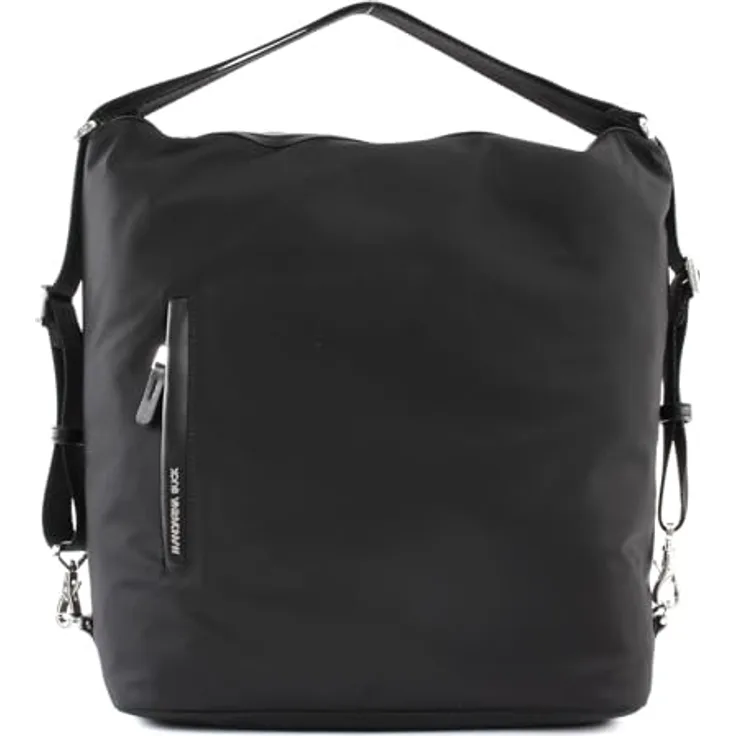Mandarina Duck Hunter Hobo Backpack VCT10, multifunktionale 2in1 Rucksack-Tasche aus schwarzem Polyester, geeignet für A4-Ordner