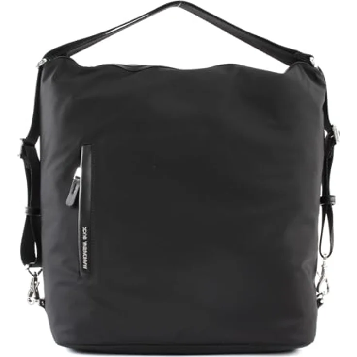 Mandarina Duck Hunter Hobo Backpack VCT10, multifunktionale 2in1 Rucksack-Tasche aus schwarzem Polyester, geeignet für A4-Ordner – Bild 1