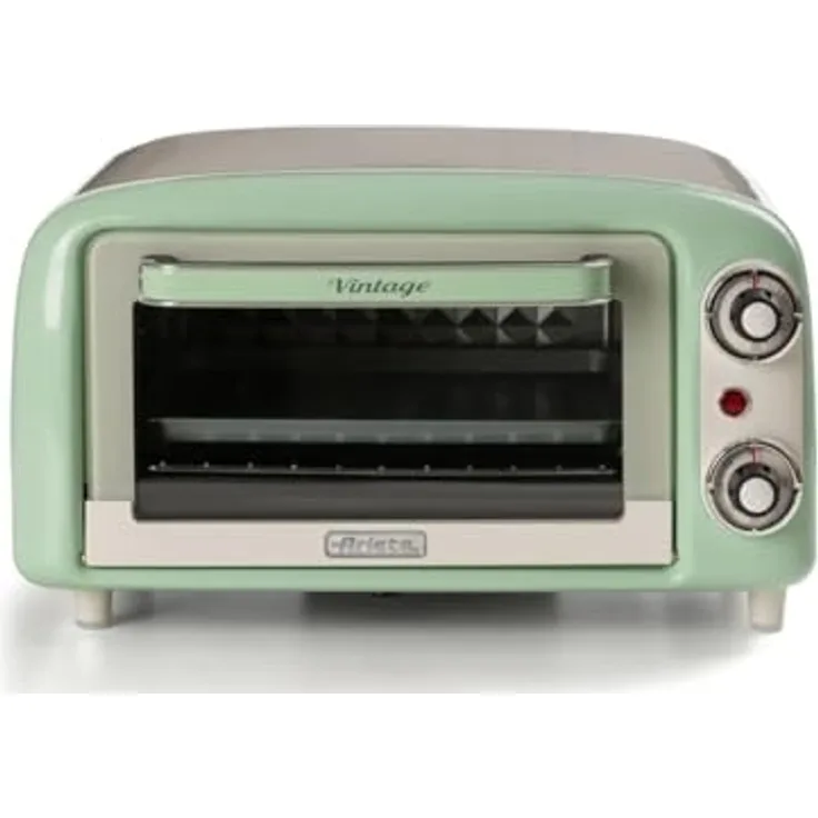 Ariete 3919 Vintage Minibackofen, 10 L, bis 230°C, 60-Minuten-Timer, Edelstahl-Grill, 800W, Grün