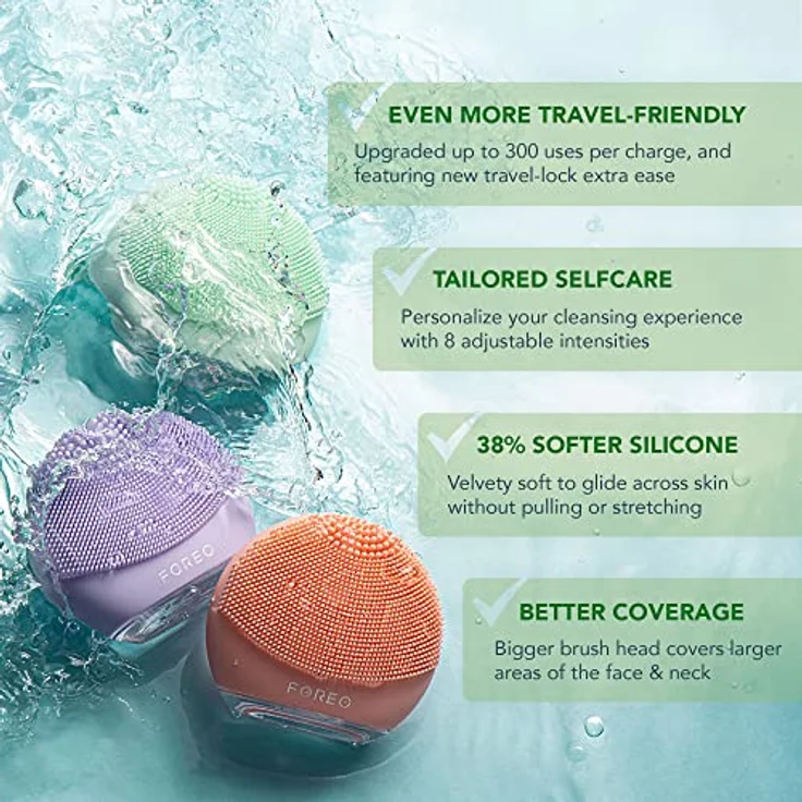 FOREO LUNA™ 4 go Pistachio, Gesichtsreinigungsbürste mit 2-in-1 Reinigung & Straffung, 8 T-Sonic Intensitäten, ultra-hygienisches Silikon – Bild 5