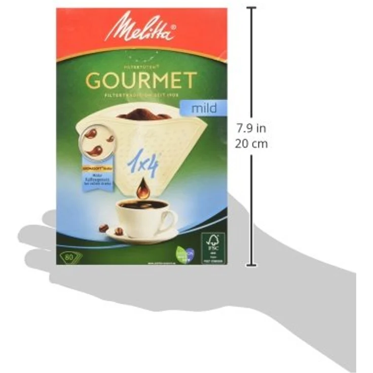 Melitta Gourmet Filtertüten 1x4, Mild, Aromasoft Struktur, Naturbraun, 80 Stück – Bild 5
