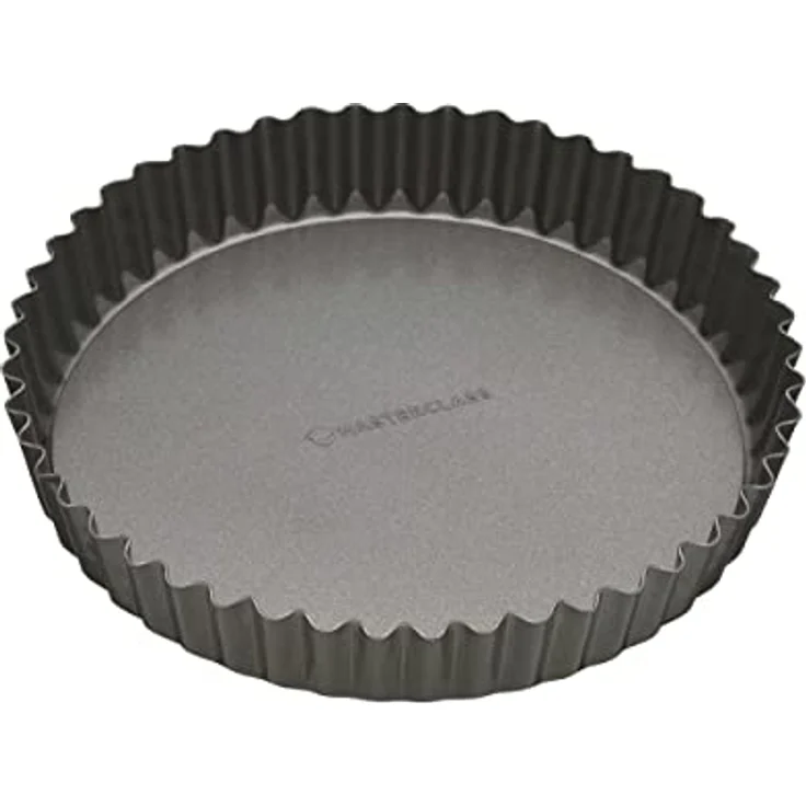 Kitchen Craft Antihaft-Tortenbodenform-Quicheform mit gewelltem Rand und losem Boden, Stahl, Schwarz, 23 x 23 x 3.7 cm – Bild 2