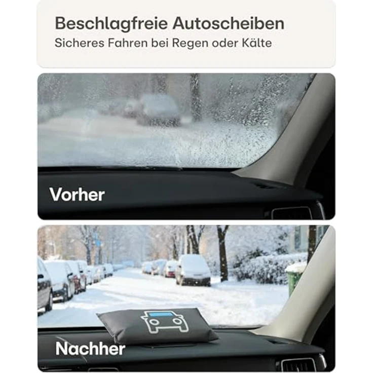 Praknu Luftentfeuchter Auto 500 g, Wiederverwendbares Feuchtigkeitskissen mit Sättigungsanzeiger & Anti-Rutsch Pad, Auto Zubehör für beschlagene Autoscheiben im Winter – Bild 2