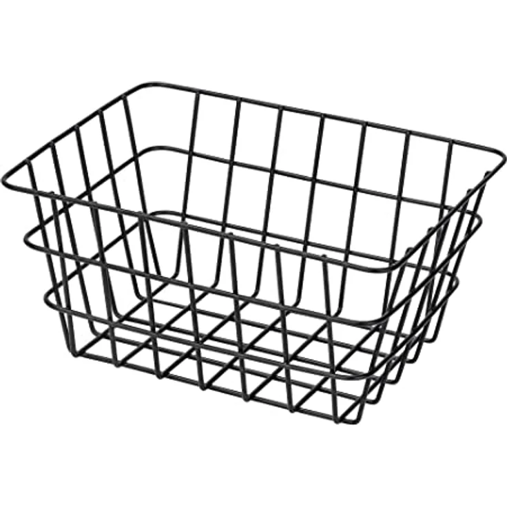 WENKO Badkorb Viana Schwarz matt, angesagter Aufbewahrungskorb im matten Finish, offenes Drahtdesign, hält Kosmetik, Bürste, Handtücher, etc. griffbereit, aus Metall, 18 x 25 x 12 cm – Bild 1