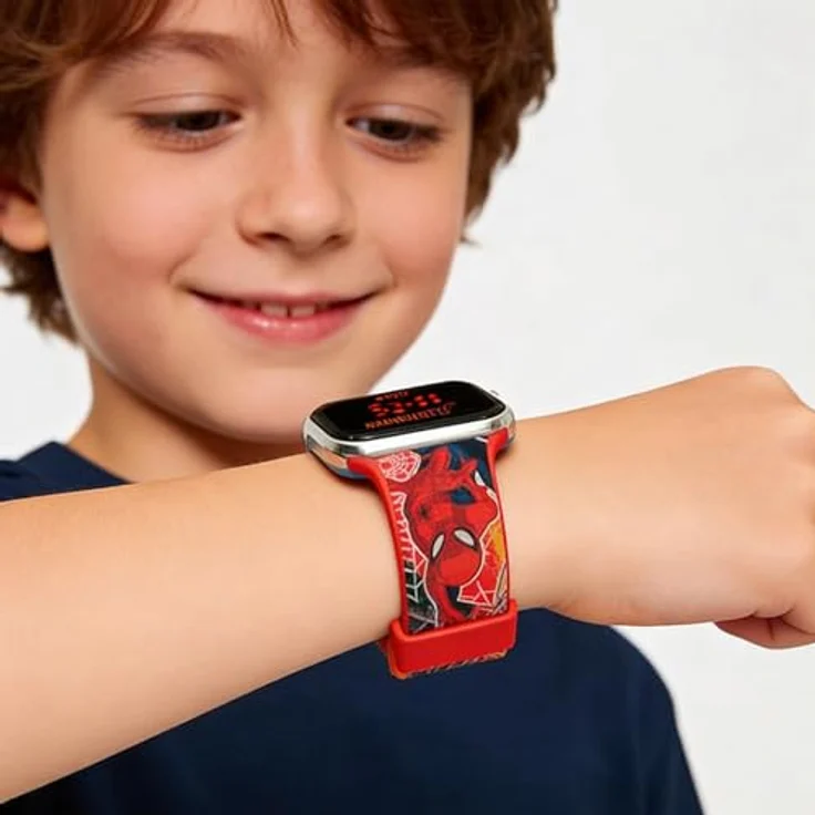 Kids Licensing Armbanduhr LED [Digital], Spider Man, kinderfreundliches Design mit Analoganzeige und robustem Kunststoffarmband, 15 cm Armbandlänge – Bild 5