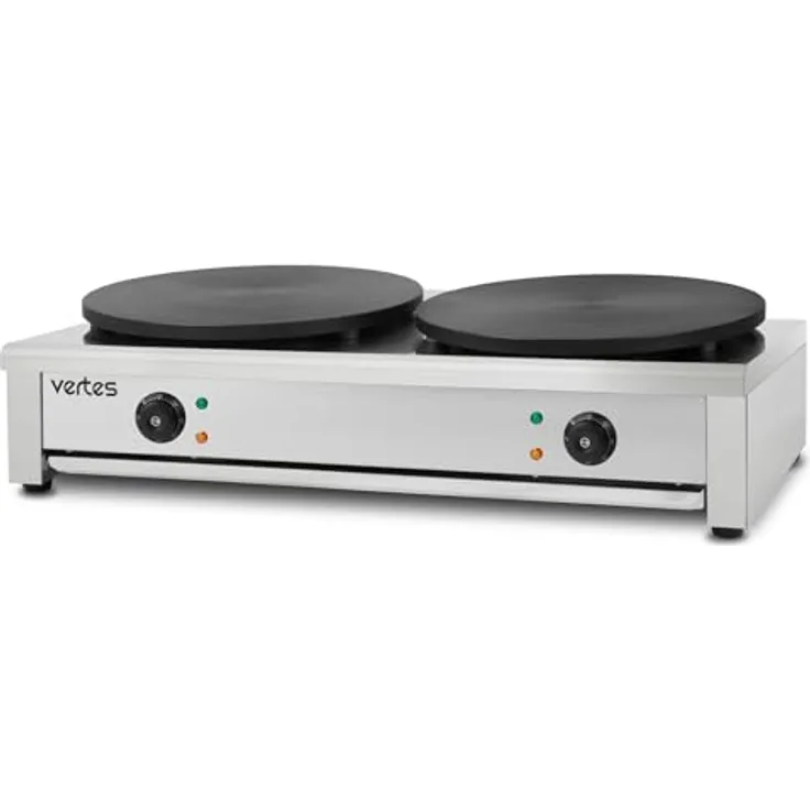 vertes Crêpesmaker FD21-CM3-02, Doppelt elektrischer Edelstahl Crêpes Maker mit 2x 40 cm Platten, 6000 W Leistung