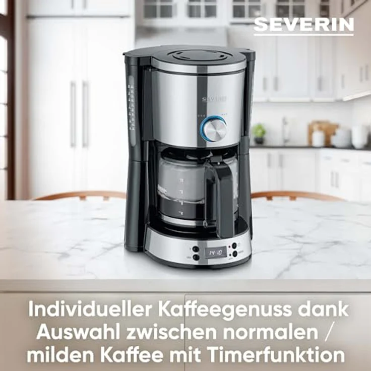 SEVERIN Kaffeeautomat mit Timer''TYPE Switch'', ca. 1000 W, bis 10 Tassen, AromaSwitch, beidseitige Wasserstandsanzeige, automatische Abschaltung, Schwenkfilter 1 x 4 mit Tropfverschluss 4826 – Bild 3