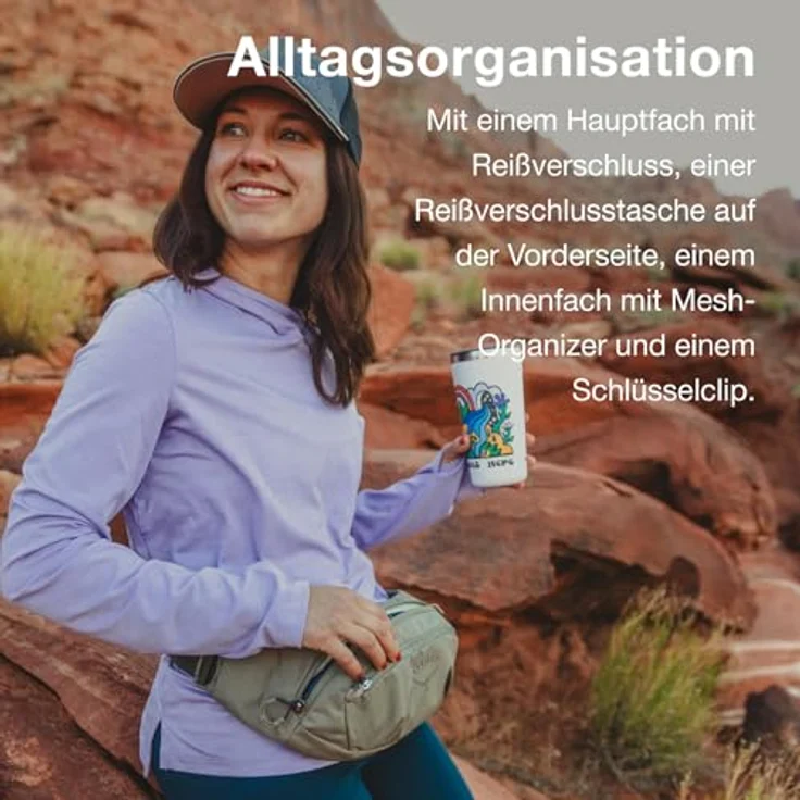 Osprey Daylite Waist Gürteltasche, praktische 45 cm fassende Hüfttasche aus 100% PET, rosa – Bild 3