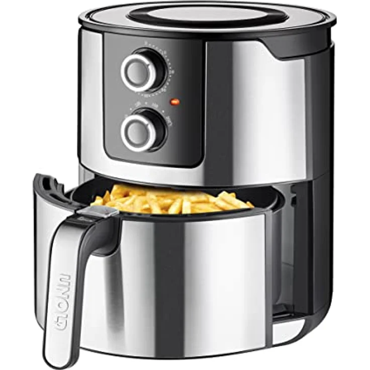 UNOLD XL 58655 Heißluftfritteuse, ohne Fett, 5 Liter Fassungsvermögen, 1400 Watt, silber, Grillfunktion – Bild 2