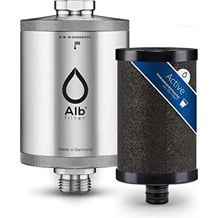 Alb Filter® Active Trinkwasserfilter reduziert Schadstoffe, Schwermetalle Edelstahl Natur – Bild 1