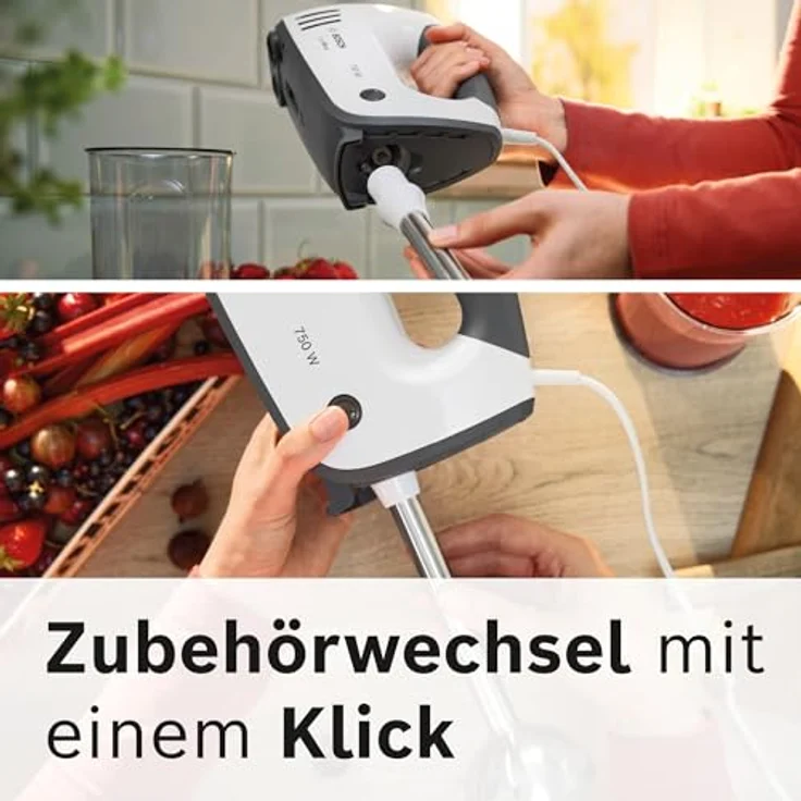 Bosch Hausgeräte Handrührer, ErgoMixx, 750 W, Weiß, grau, MFQ37470, Handmixer, Grau, Weiss – Bild 7