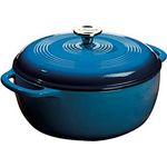 Lodge Schmortopf aus emailliertem Gusseisen, 6 l, Blau - 6 Liter Dutch Oven mit splitterfester Porzellan-Emaille-Oberfläche und Gusseisen Seitengriffen