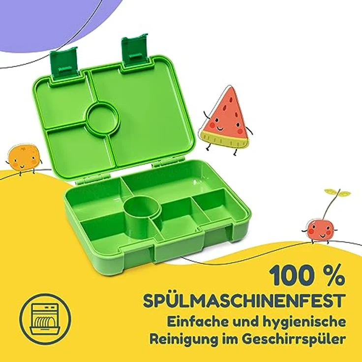 schmatzfatz by Lite Lunchbox 6 Fächer 20,8 x 4,5 x 15 cm (BxHxT) BPA-frei extra leichtes Tritan Grün – Bild 5