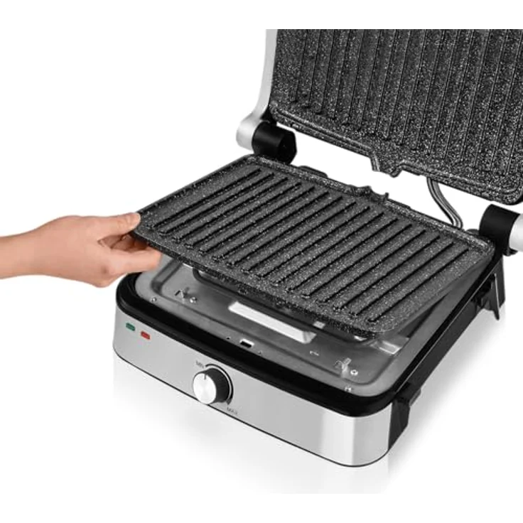 Zeegma GRILL CHEF EASY 2-in-1 Elektrogrill und Panini-Toaster, 2000 W Leistung, Antihaft-Keramikplatte, einstellbare Temperatur, Neigungswinkel, spülmaschinenfest – Bild 5
