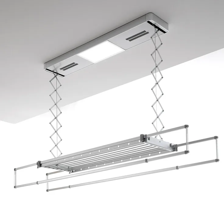 Foxydry PRO, Deckenmontierter automatischer Wäscheständer mit Heißluftventilation, 160 cm, max. 35 kg Belastung