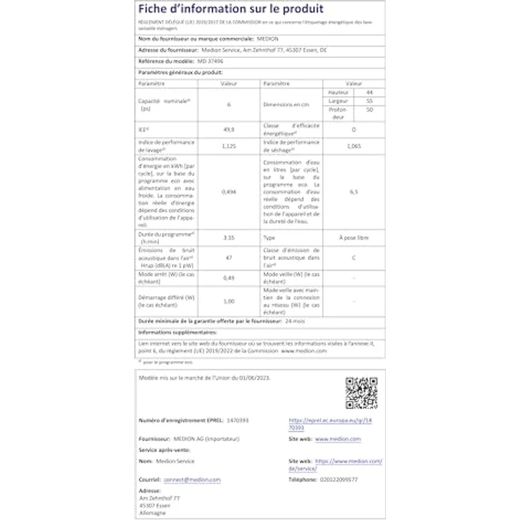 Medion MD 37496 Tischgeschirrspüler, silber, 6 Maßgedecke, Energieklasse D, AquaStop, kompakt, 6,5L Wasserverbrauch, 43,8cm hoch – Bild 11