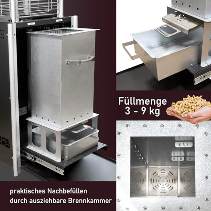 Lemodo Pellet-Terrassenheizer, Heizstrahler mit Glasrohr, umweltfreundlich mit Holzpellets, stilvolle Pelletfackel in Sachen Wohlwärme – Bild 3