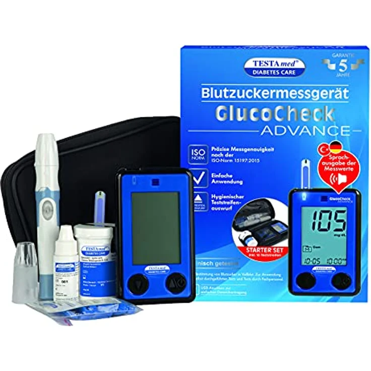 Sebamed TESTAmed Glucocheck Advance Blutzuckermessgerät, Einfach, Schnell Und Sicher Blutzucker Messen, Optionale Sprachausgabe, Geringe Folgekosten – Bild 3