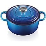 Le Creuset Signature Gusseisen-Bräter mit Deckel, Ø 20 cm, Rund, Für alle Herdarten und Induktion geeignet, Volumen: 2,4 l, 3,092 kg, Azure, 21177202202430