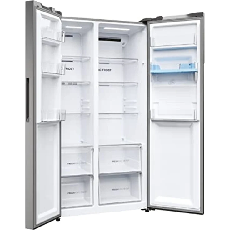 Haier SBS 90 SERIE 5 HSR5918DWMP Kühl-Gefrierkombination/Side by Side/Sparsam: Energieeffizienzklasse D/Wasserdispenser mit Tank/XL-Slim Line/Multi-Airflow-System/Total NoFrost/Edelstahl – Bild 5