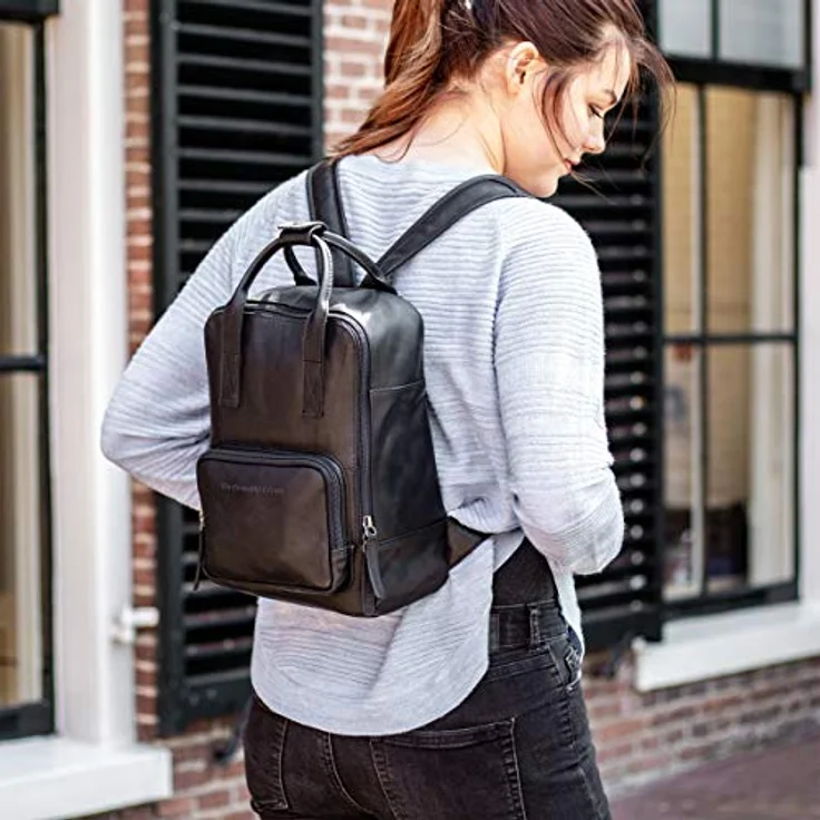 The Chesterfield Brand Wax Pull Up City Rucksack, Leder 30 cm, schwarz, 100% Leder, kompakte Größe 22 x 12 x 30 cm – Bild 2
