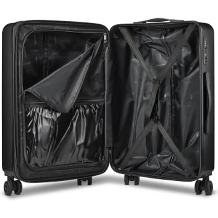 Roberto Cavalli Florence 4 Rollen Kofferset, 3-teilig mit Dehnfalte, schwarz, 100% Polyurethan, 47 cm x 29 cm x 74 cm – Bild 5