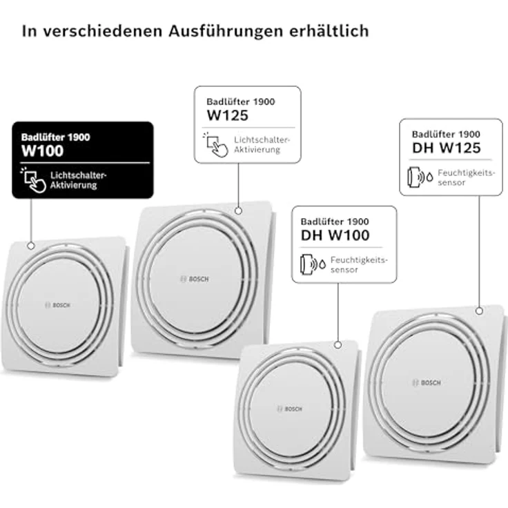 Bosch Badlüfter Fan 1900 W100, leiser Ventilator zur Bekämpfung von Feuchtigkeit und Schimmel, aktiviert durch Lichtschalter – Bild 6