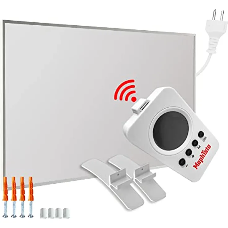 Mephisto Infrarot Heizung energiesparend 500W inkl. Fernbedienung, Thermostat WIFI APP Steuerung und Standmontage-Set