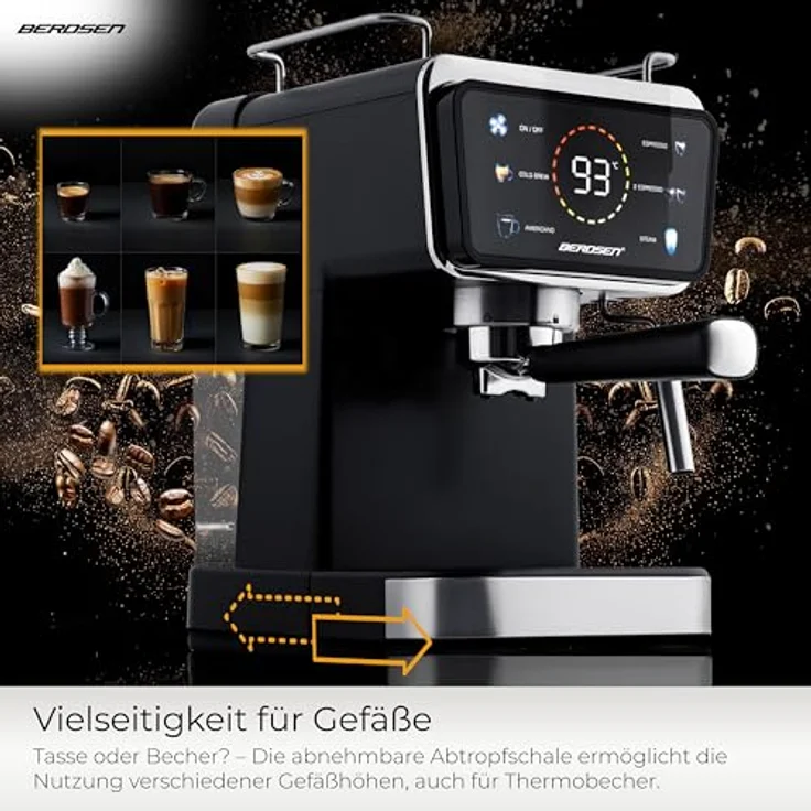 Berdsen BD-771, Kanne Kaffeemaschine 20 bar mit Milchaufschäumer, schwarz – Bild 8