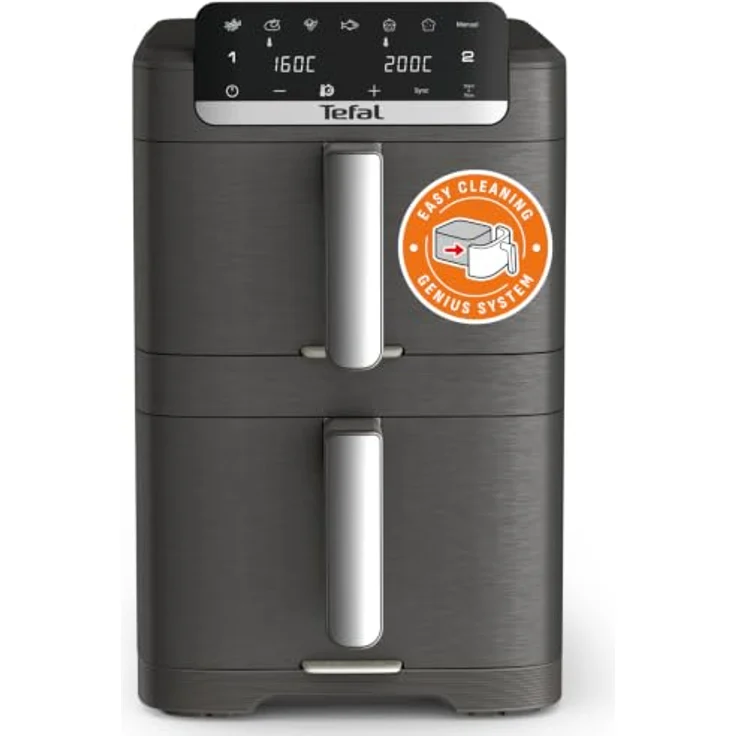 Tefal Easy Fry Crispy Stack, Doppelkammer-Heißluftfritteuse mit EvenFry-Technologie, 6 Programme, platzsparendes Design – Bild 2