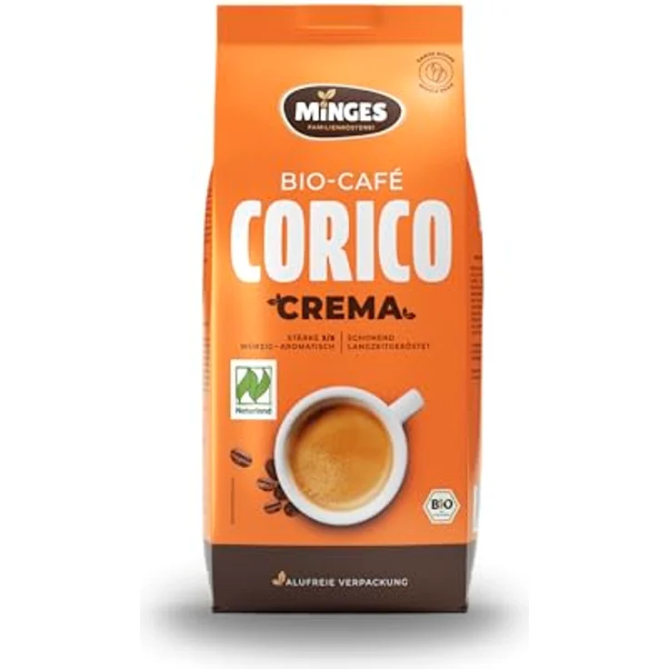 MINGES Corico Crema Bio-Kaffeebohnen, Arabica- und Robustabohnen, 500 g - Ausgewogener Genuss mit feiner Crema – Bild 2