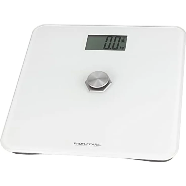 ProfiCare® Personenwaage ohne Batterie, Waage mit Messbereich von 5g – 180 kg und großem LCD-Display, Personenwaage digital mit kinetischer Energie und Glasoberfläche – PC-PW 3112 weiß – Bild 1