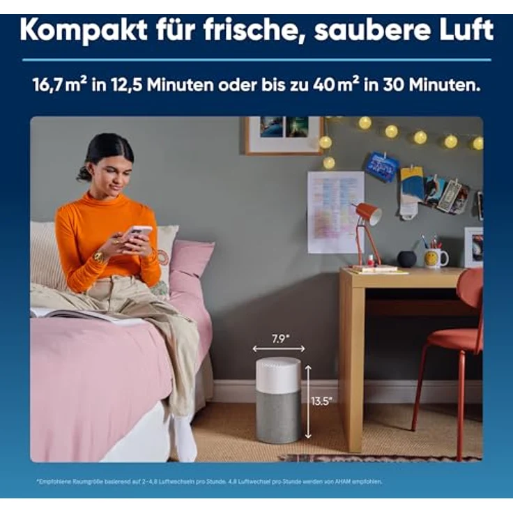 Blueair Blue Pure 511, Luftreiniger mit HEPASilent-Dual-Filtration, grauu, für Räume bis 40 m², 49 dB – Bild 2