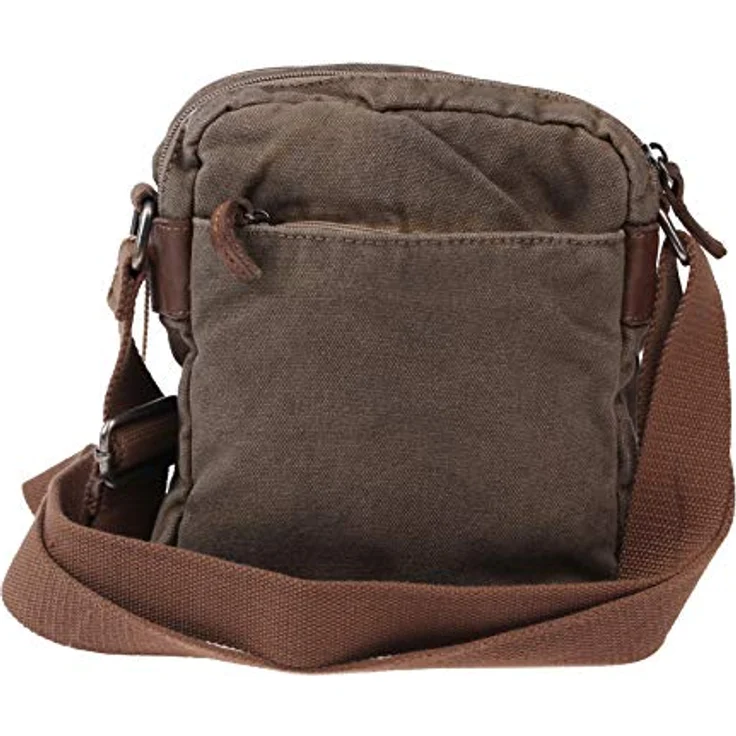 Greenburry Umhängetasche Vintage Aviator, Canvas mit Lederbeschlägen, zwei Hauptfächern und gepolstertem Tabletfach 19cm x 19cm – Bild 3