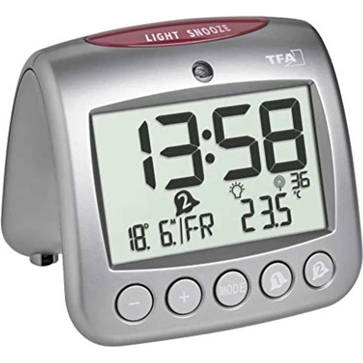 TFA Dostmann Funkwecker Sonio 2.0 TFA 60.2559.54 Digitalwecker mit Temperaturanzeige, schwarz – Bild 2