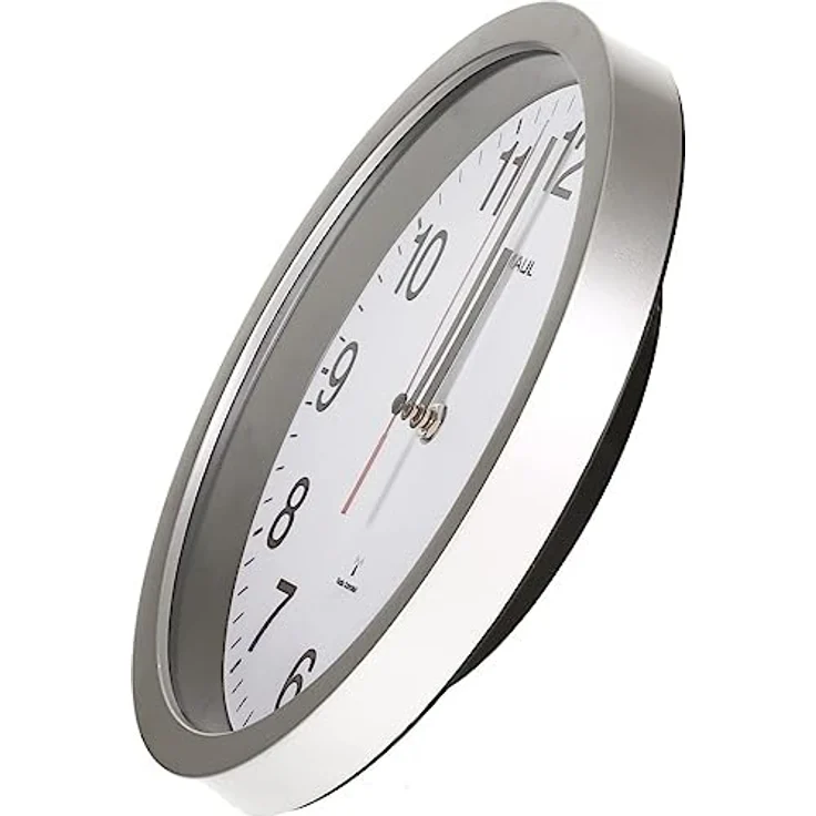 Maul Wanduhr MAULrun Ø 25 cm | stilvolle Funkuhr mit automatischer Zeiteinstellung | ideal für Wohnzimmer, Schlafzimmer, Küche, Arbeitszimmer und Büro | gut lesbar mit großen Ziffern | Silber – Bild 5